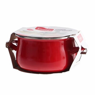 Garnek emaliowany z pokrywką 20 cm 3,8 l czerwony