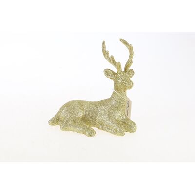 Figurka renifer brokatowy 19 x 9 x 16 cm złoty