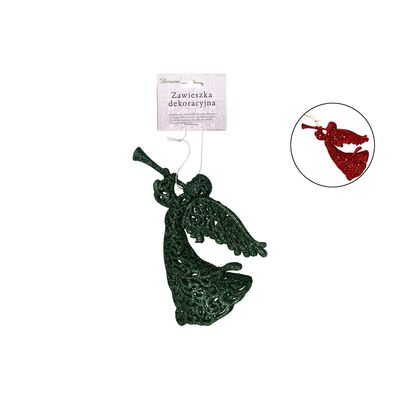 Zawieszka aniołek 16,5 cm zielony / czerwony