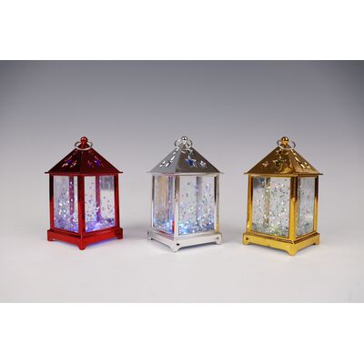 Latarenka LED elektroliczna z wodą 6,5 x 6,5 x 13 cm mix