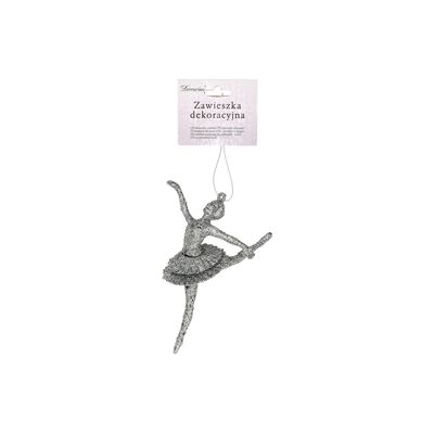 Zawieszka Balerina 15 cm srebrno-biała