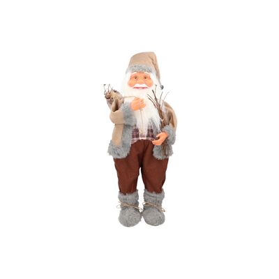 Figura tekstylna Mikołaj 66 cm brązowo-szary