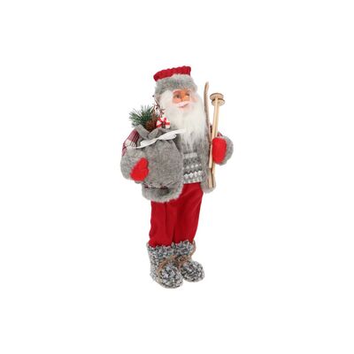 Figurka tekstylna Mikołaj 45 cm czerwono-szary