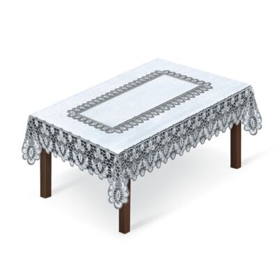 Obrus żakardowy 130 x 180 cm biało-szary