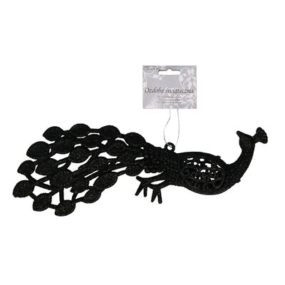 Zawieszka paw 19 cm czarny