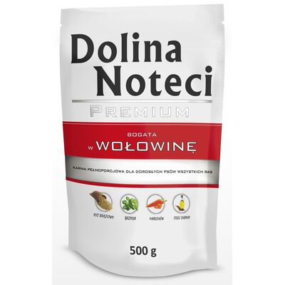 Karma mokra dla psa BOGATA W WOŁOWINĘ 500 g Dolina Noteci