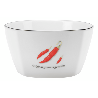 Miseczka Toskania 350 ml z porcelany New Bone biała wzór 2 paprika