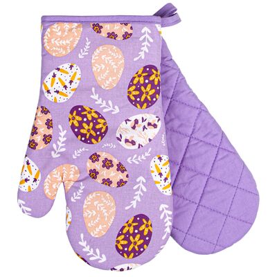 Komplet rękawic kuchennych Festive Eggs 19 x 30 cm fiolet