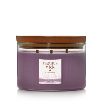 Świeca w szkle z 3 drewnianymi knotami Nature`s Wick by WoodWick Lavender  Oatmilk