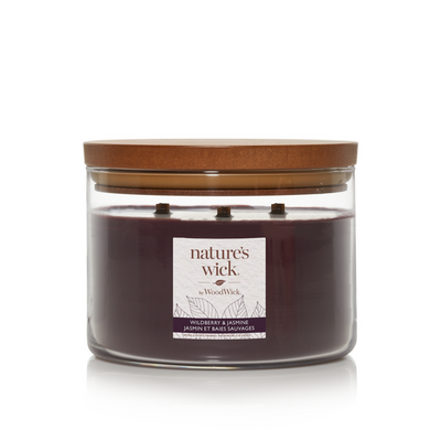 Świeca w szkle z 3 drewnianymi knotami Nature`s Wick by WoodWick WildBerry  Jasmine