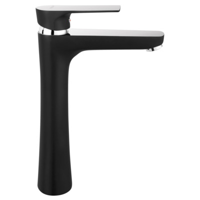 Bateria umywalkowa nablatowa czarna PLATTO chrom