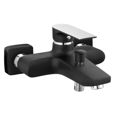 Bateria wannowa czarny PLATTO chrom