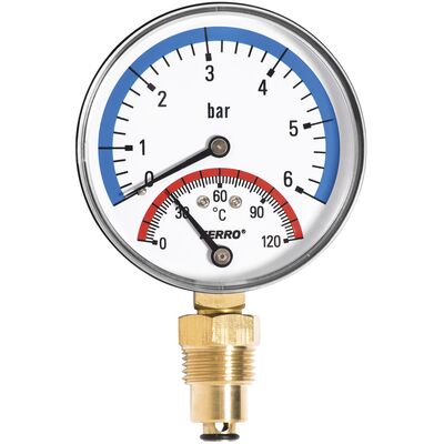 Termomanometr 80 mm 1/2" radialny 0-6BAR, 0-120 STC