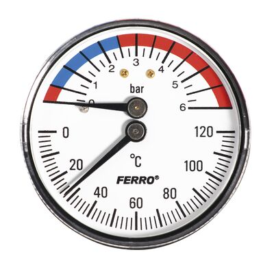 Termomanometr 63 mm 1/2" axialny 0-6BAR, 0-120 STC