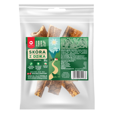 Przysmak skóra z dzika krótka 100% natura 50 g Maced