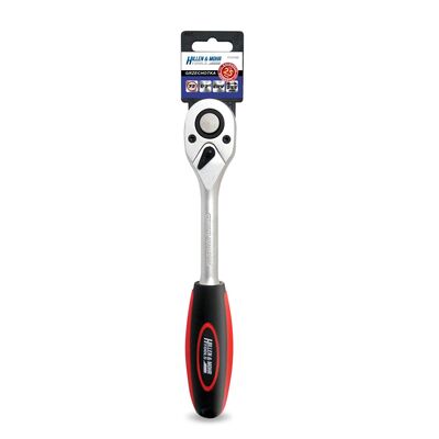 Grzechotka 1/2" 72T, CRV 6140, prosta, uchwyt dwumateriałowy HillenMohr