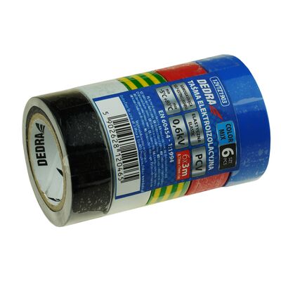 Taśma elektroizolacyjna pvc mix 19 mm x 3m zestaw 6 szt DEDRA