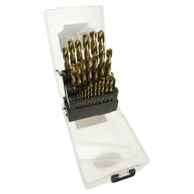 Wiertła do metalu podwójnie szlifowane, tytanowane 1 - 13 mm, zestaw: 25 sztuk Jufisto