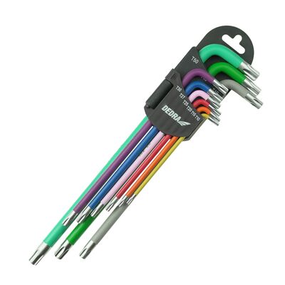 Zestaw kluczy TORX extra-długich, 9szt, kolor, S2, T10-T50 DEDRA