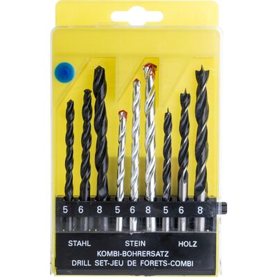 Wiertło metal/drewno/cegła, 5 x 6 x 8 mm x 3, zestaw: 9 sztuk Condor