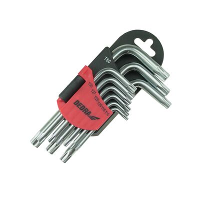 Zestaw kluczy TORX krótkich, 9szt, CRV, T10-T50 DEDRA