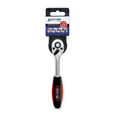 Grzechotka 1/4" 72T, CRV 6140, prosta, uchwyt dwumateriałowy HillenMohr