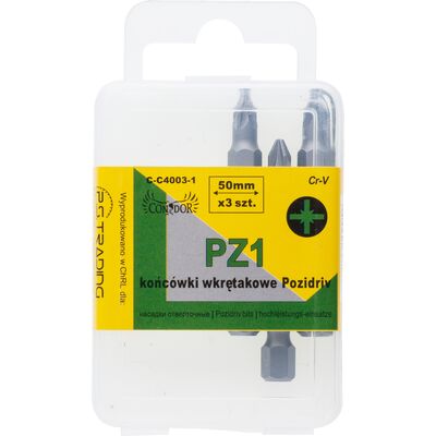 Końcówka krzyżowa PZ1 x 50 mm, zestaw: 3 sztuki Condor