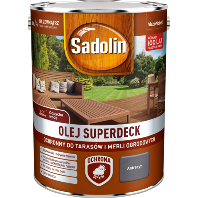 Olej do tarasów i mebli ogrodowych Superdeck Antracyt 5 l Sadolin