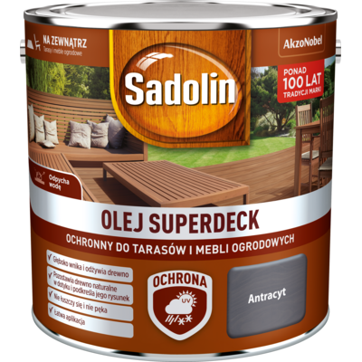 Olej do tarasów i mebli ogrodowych Superdeck Antracyt 2,5 l Sadolin