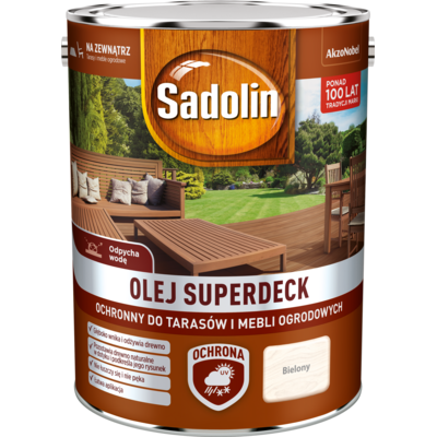 Olej do tarasów i mebli ogrodowych Superdeck Bielony 5 l Sadolin