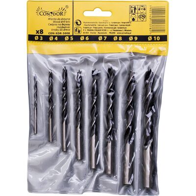 Wiertło do drewna 3 - 10 mm, zestaw: 8 sztuk Condor