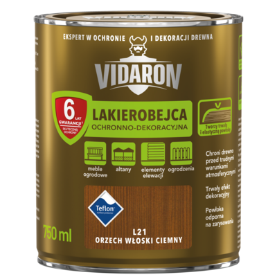 Lakierobejca Ochronno-Dekoracyjna Orzech Włoski Ciemny L21 0,75 l VIDARON
