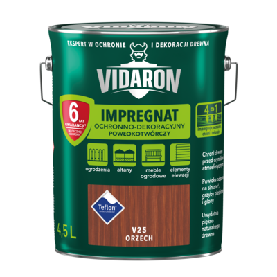 Impregnat Powłokotwórczy Ochronno-Dekoracyjny Orzech V25 4,5 l VIDARON