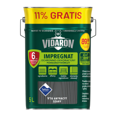 Impregnat Powłokotwórczy Ochronno-Dekoracyjny Antracyt Szary V16 5 l VIDARON