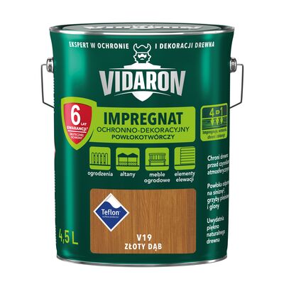 Impregnat Powłokotwórczy Ochronno-Dekoracyjny Złoty Dąb V19 4,5 l VIDARON