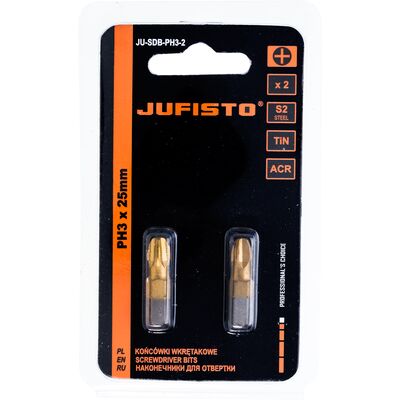 Końcówka krzyżowa PH3 x 25 mm, zestaw: 2 sztuki Jufisto