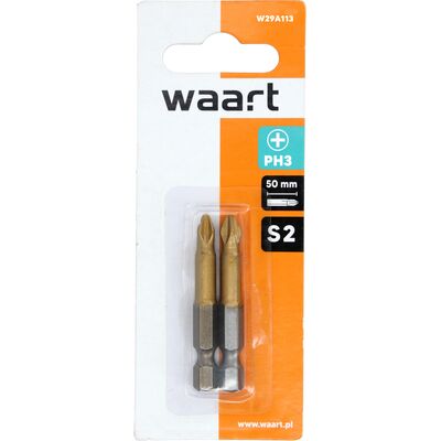 Końcówka krzyżowa PH3 x 50 mm, zestaw: 2 sztuki Waart