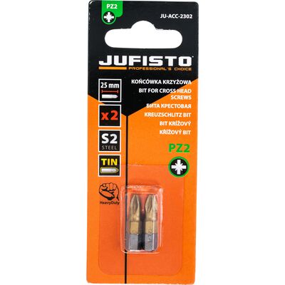 Końcówka krzyżowa PZ2 x 25 mm, zestaw: 2 sztuki Jufisto