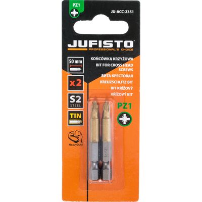 Końcówka krzyżowa PZ1 x 50 mm, zestaw: 2 sztuki Jufisto
