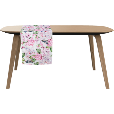 Bieżnik w ptaszki 40 x 175 cm biało-różowy