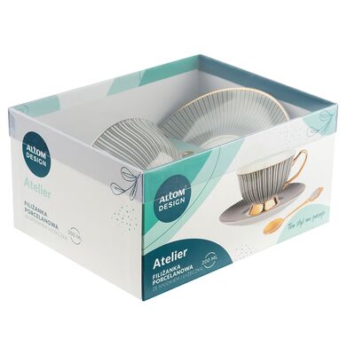 Filiżanka ze spodkiem Atelier 200 ml z łyżeczką z porcelanową wstawką
