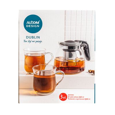 Zestaw Dublin dzbanek z zaparzaczem 900 ml + 2x Kubek 350 ml