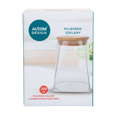 Pojemnik szklany z bambusową pokrywką 700 ml Color Box