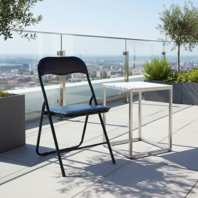 Krzesełko składane pvc czarne