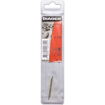 Wiertło do metalu PRO 1,5 x 40 mm, komplet: 2 sztuki Diager