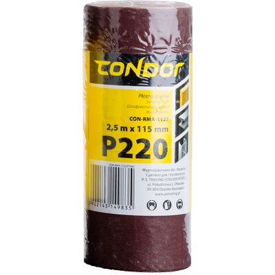 Płótno ścierne rolka 2,5 m 115 mm P220 Condor