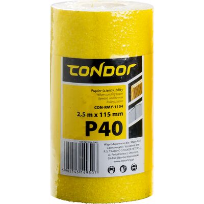 Papier ścierny "żółty" rolka 2,5 m 115 mm P40 Condor