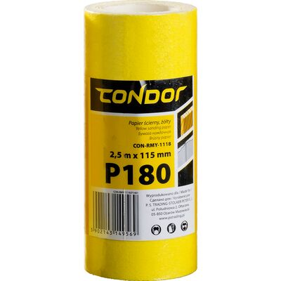 Papier ścierny "żółty" rolka 2,5 m 115 mm P180 Condor