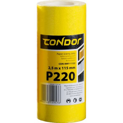 Papier ścierny "żółty" rolka 2,5 m 115 mm P220 Condor