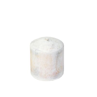 Świeca White Wood słupek 7 x 9 cm biały